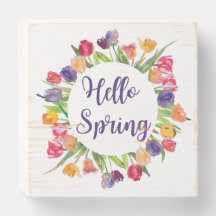Hello Spring Watercolor Tulip Calligraphy