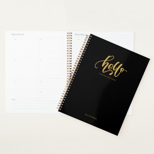 Hello Stylish Black & Gold Calligraphie Script (Devant avec enveloppe)