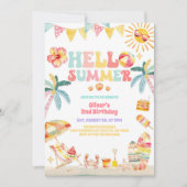 Hello Summer Beach Party Birthday Invitation (Devant)