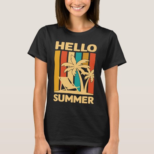 Hello Summer Feeling Tropical Beach Summer Vacatio T-shirt (Voorkant)