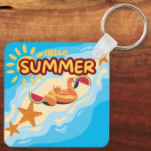 Hello Summer Flamingo Beach  Sleutelhanger (Achterkant)