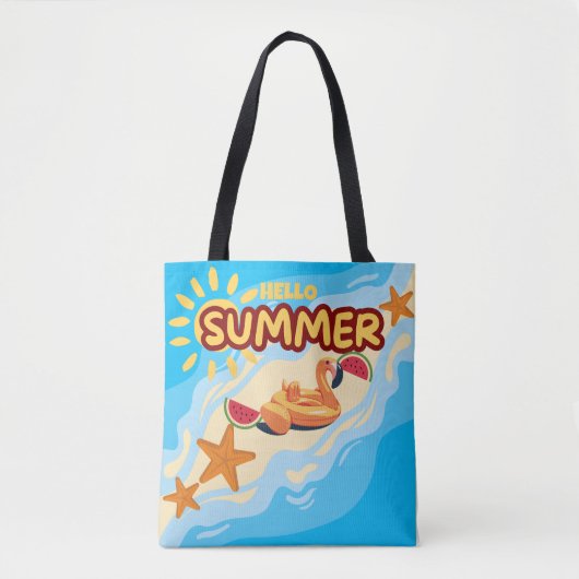 Hello Summer Flamingo Beach Tote Bag (Devant)