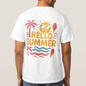 Hello Summer Fun Beach Palm Tree T-Shirt (Achterkant)