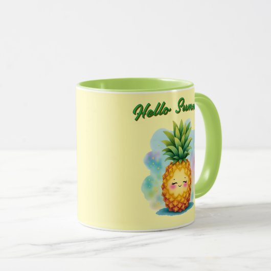 Hello Summer Happy Pineapple Coffee Mug Mok (Voorkant rechts)