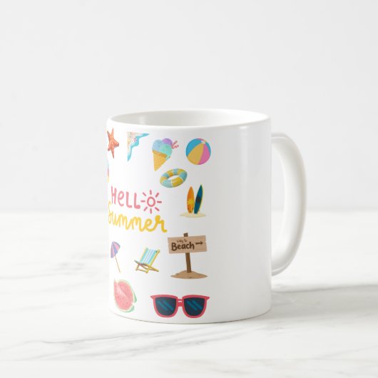 Hello Summer Mug - Fun and Sunny Coffee Cup (Devant droit)