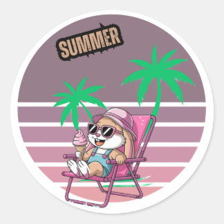 Hello summer ronde sticker