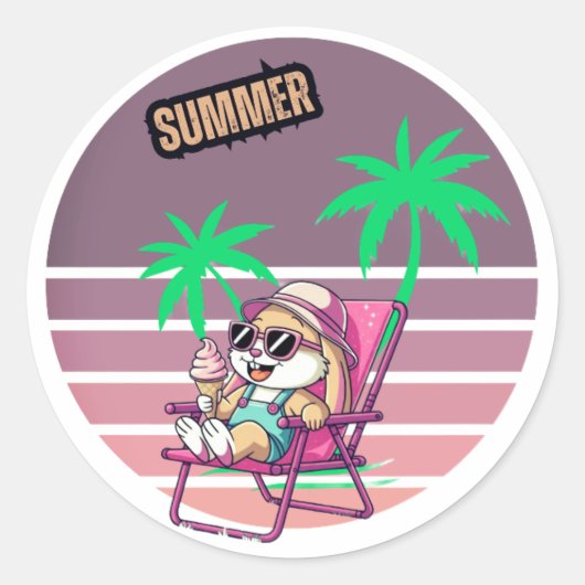Hello summer ronde sticker (Voorkant)