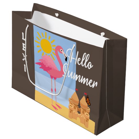Hello Summer Rose Flamant rose Design - Sac cadeau (Devant Angle)