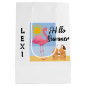 Hello Summer Rose Flamant rose Design - Sac cadeau (Dos)