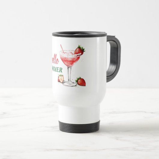 Hello Summer | Strawberry Cocktail Travel Mug (Devant droit)