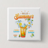Hello Summer Vierkante Button 5,1 Cm (Voorkant)