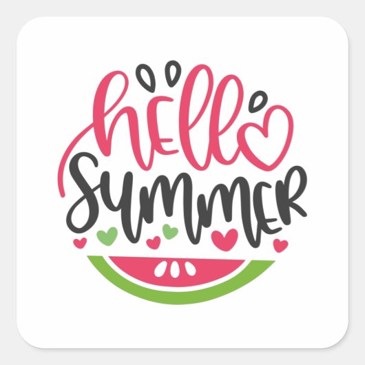 Hello summer vierkante sticker (Voorkant)