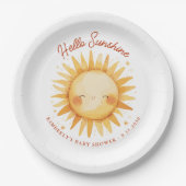 Hello Sunshine Boho Gender Neutral Sun Baby Shower Papieren Bordje (Voorkant)