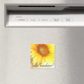 "Hello, Sunshine !" Faded Sunflower Magnet (In Situ (Lave-vaisselle))