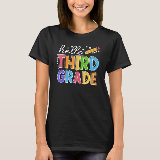 Hello Third 3rd Grade Teacher Student First Day Of T-shirt (Voorkant)
