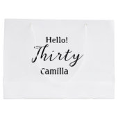 Hello thirty birthday name simple minimal elegant  groot cadeauzakje (Achterkant)