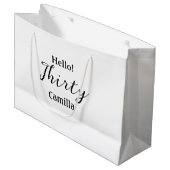 Hello thirty birthday name simple minimal elegant  groot cadeauzakje (Voorkant Gekanteld)