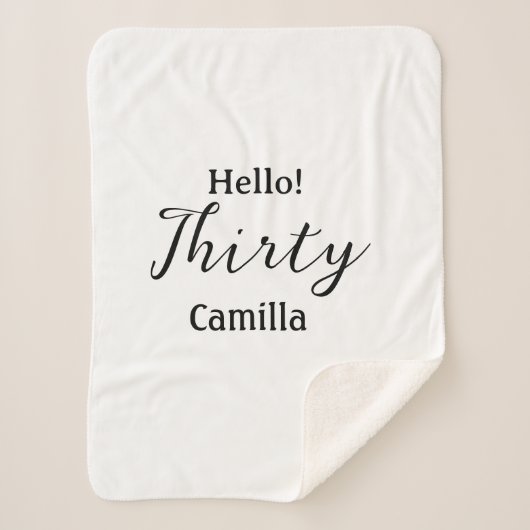 Hello thirty birthday name simple minimal elegant  sherpa deken (Voorkant)