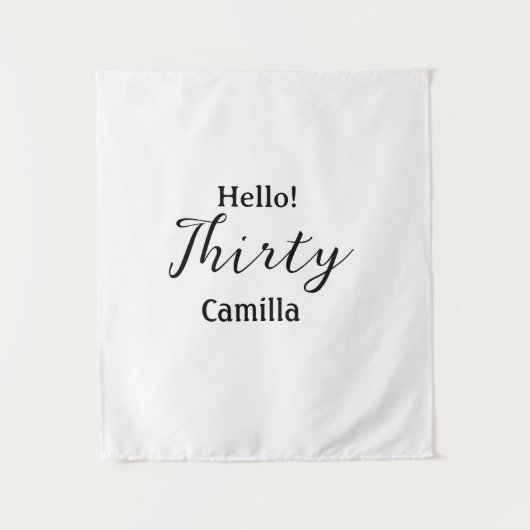 Hello thirty birthday name simple minimal elegant  wandkleed (Voorkant)