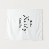 Hello thirty birthday name simple minimal elegant  wandkleed (Voorkant (horizontaal))