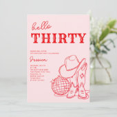 Hello Thirty Pink Western 30th Birthday Party Kaart (Staand voorkant)