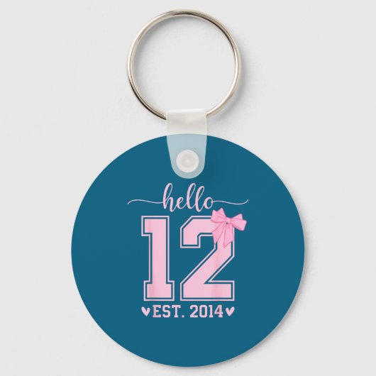 Hello Twelve Est 2014 12th Birthday Coquette 12 Ye Sleutelhanger (Voorkant)