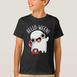 Hello-ween Grappige Spook Puns Donkere Achtergrond T-shirt