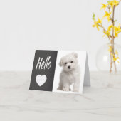 Hello White Maltese Puppy Dog Chalkboard Note Card Kaart (Gele Bloem)