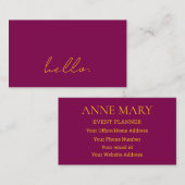 Hello Wine Pink Orange Script Typography Modern Visitekaartje (Voorkant / Achterkant)