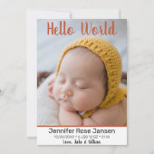 Hello World Autumn Floral Photo Faire-part de nais (Devant)