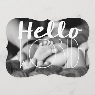 Hello World Baby Faire-part Support Invitation 5x
