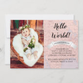 Hello World Baby Pink World Map Faire-part de nais (Devant)