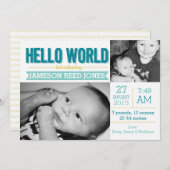 Hello World Faire-part de naissance (Devant / Derrière)