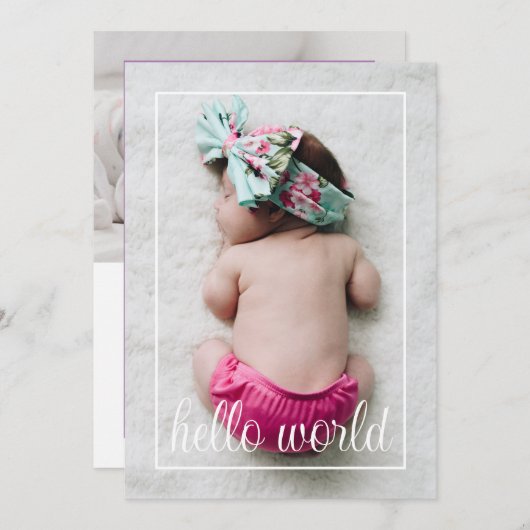 Hello World Faire-part de naissance (Devant / Derrière)