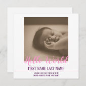Hello World - faire-part de naissance avec photo (Devant / Derrière)