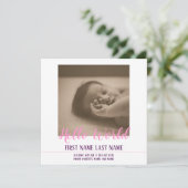 Hello World - faire-part de naissance avec photo (Debout devant)