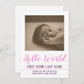 Hello World - faire-part de naissance avec photo (Devant / Derrière)