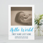 Hello World - faire-part de naissance avec photo (Debout devant)