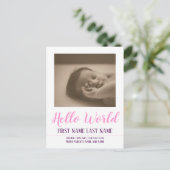 Hello World - faire-part de naissance avec photo (Debout devant)