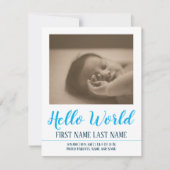 Hello World - faire-part de naissance avec photo (Devant)