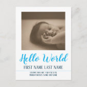 Hello World - faire-part de naissance avec photo (Devant)