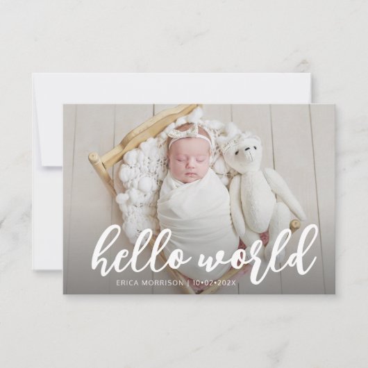 HELLO WORLD | faire-part de naissance de script mo (Devant)