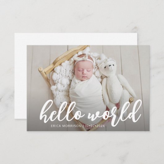 HELLO WORLD | faire-part de naissance de script mo (Devant / Derrière)