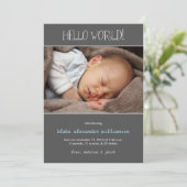 Hello World Faire-part de naissance//Grey (Debout devant)