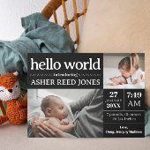 Hello World Faire-part de naissance - Noir & Blanc