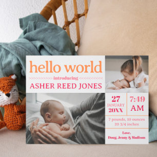 Hello World Faire-part de naissance - PINK