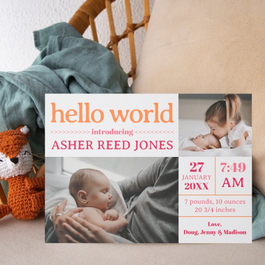 Hello World Faire-part de naissance - PINK