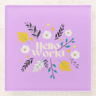 Hello World Floral Throw Pillow Glazen Onderzetter