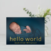 Hello World Gold Photo Collage Faire-part bébé (Debout devant)