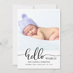 Hello World Modern Script Faire-part de naissance